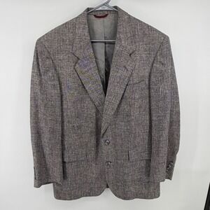Hart Schaffner Marx Silfino Pure Silk Blazer Mens 42R Grey Brown Sport Coat